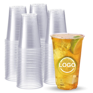 Disposable PP PET 16 oz plastic cup lemonade cold coffee clear plastic cups with lids