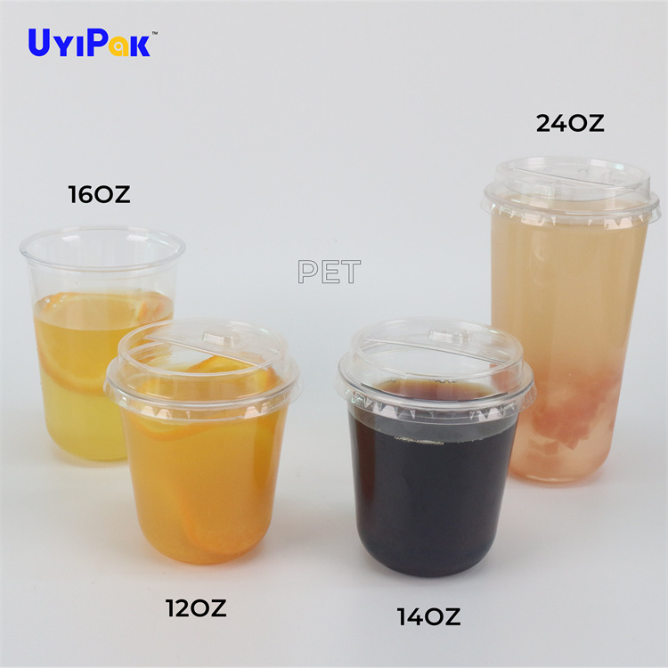 Disposable PP PET 16 oz plastic cup lemonade cold coffee clear plastic cups with lids