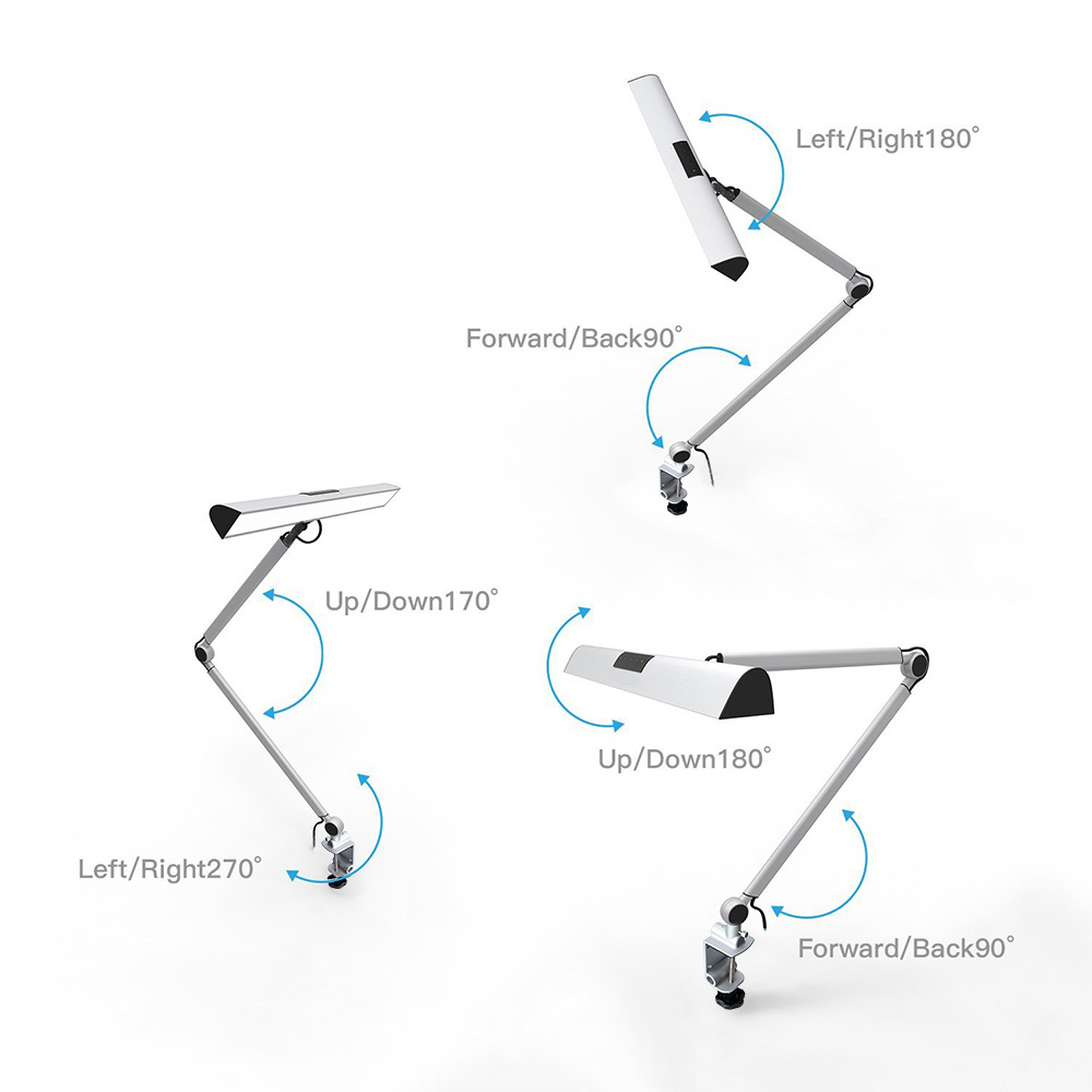 UYLED A509 CRI 95+ 2100 Lumen Touch Control Architect Swing Arm Table Reading Task Lamp Dimmable LED Desk Lamp with Clamp