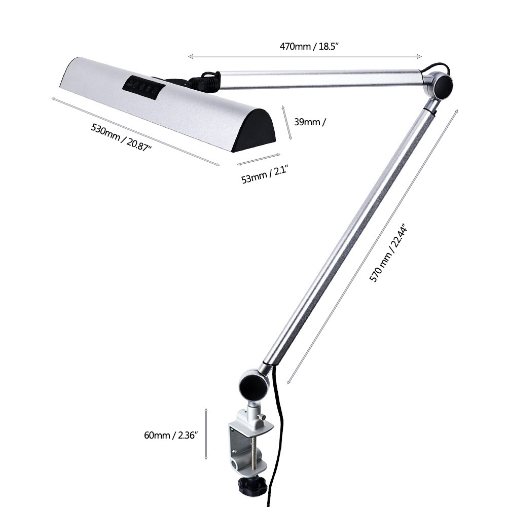 UYLED A509 CRI 95+ 2100 Lumen Touch Control Architect Swing Arm Table Reading Task Lamp Dimmable LED Desk Lamp with Clamp