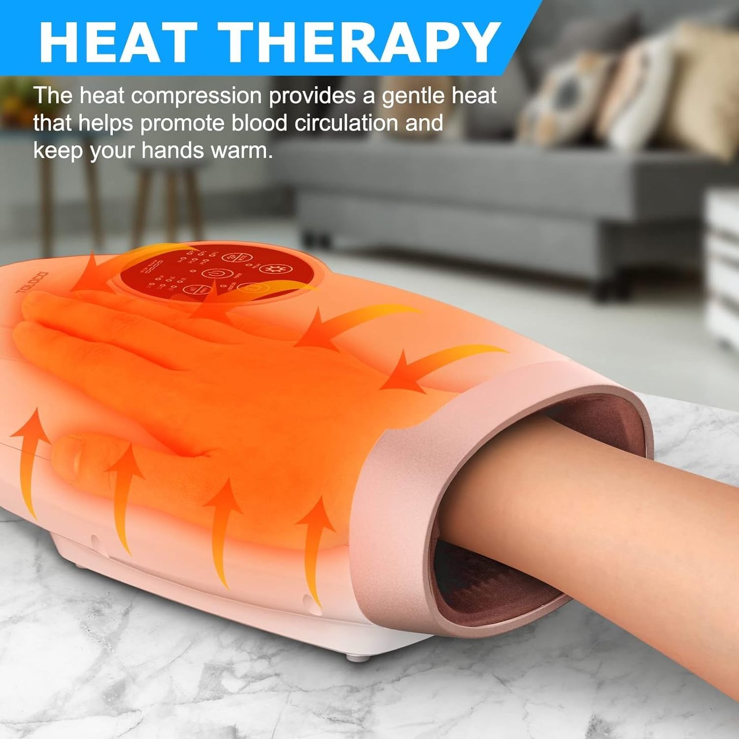 Electric Hand Palm Finger Massager with Air Pressure and Heat Compression Hand Massager