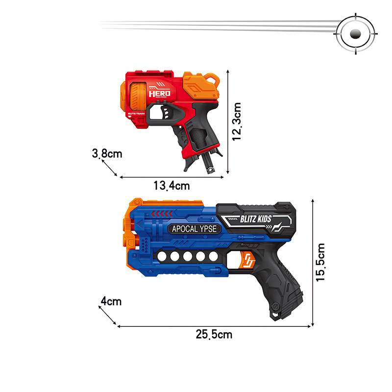 Toy Soft Bullet Gun Shooting Foam Window Box Package Mini Blaster 2PCS Soft Bullet Guns Set for Kids' Gift