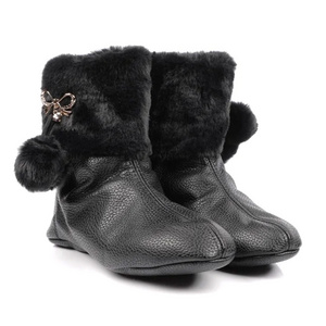 Trendy Women's Karapan Ichigi Leather Boots with Fur Trim Made in Uzbekistan with Care by the Manufacturer