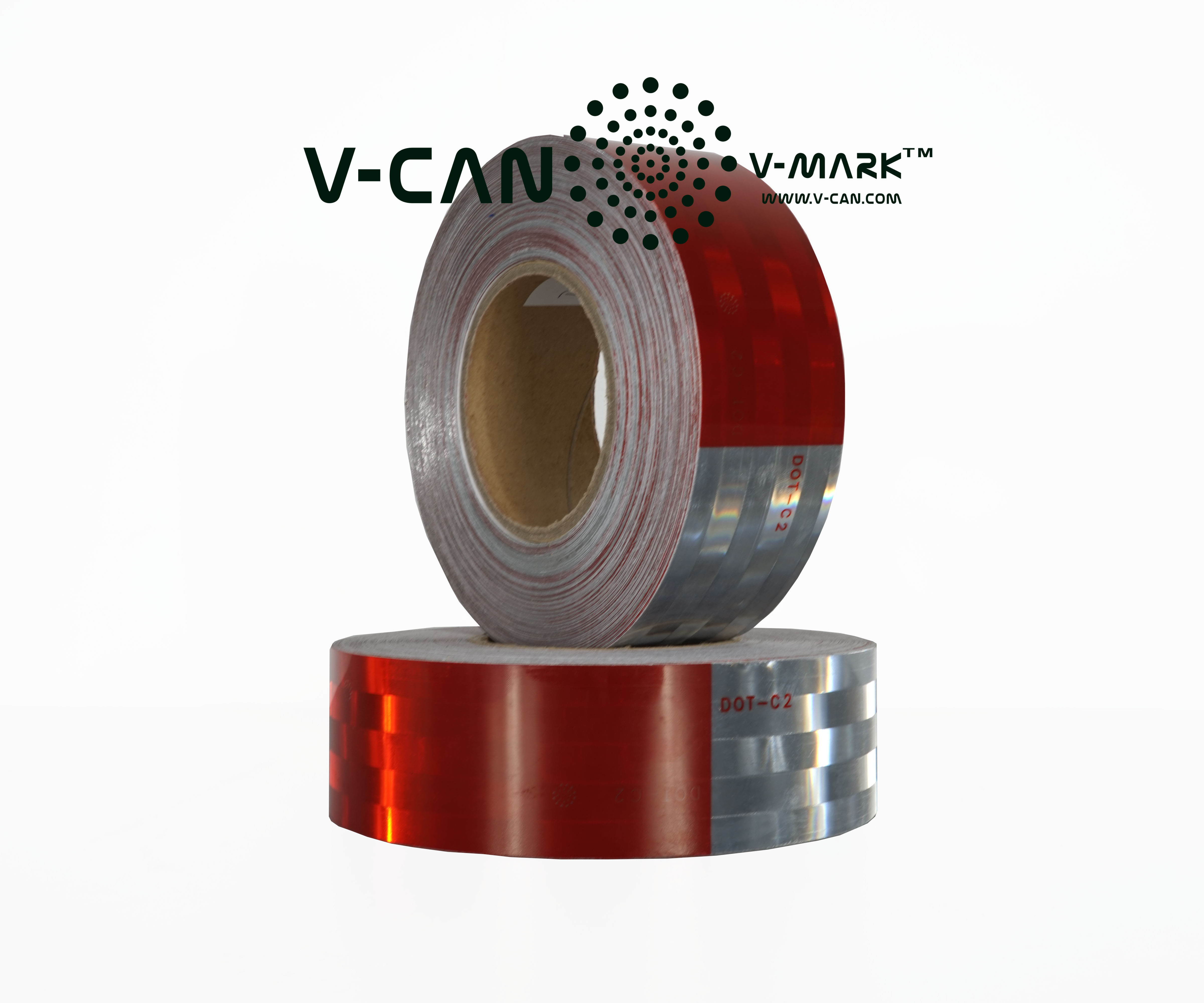 V-MARK Diamond Bright Grade DOT-C2 Vehicle Reflective Safety Tape for Truck Conspicuity Tape White and Red