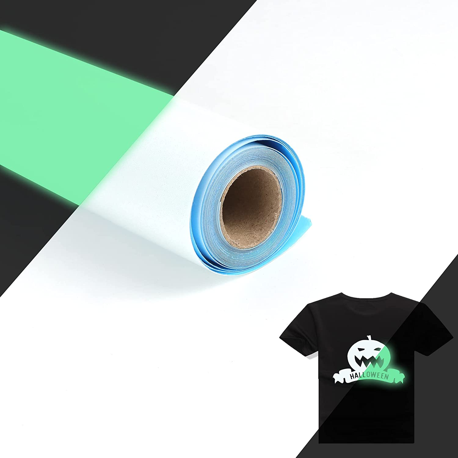 3D Puff Glow in the Dark Heat Transfer Vinyl Elastic PU Material Luminous HTV Rolls with Greenish Glow Iron-On Vinyl Film