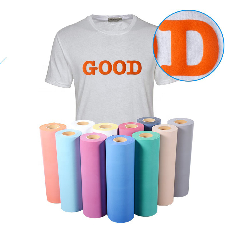 V-TRANSFER 1.10MM Orange Flock Heat Transfer Vinyl 3D Brick Flock Vinyl New Arrival For T-shirt NF-HW783000-OR