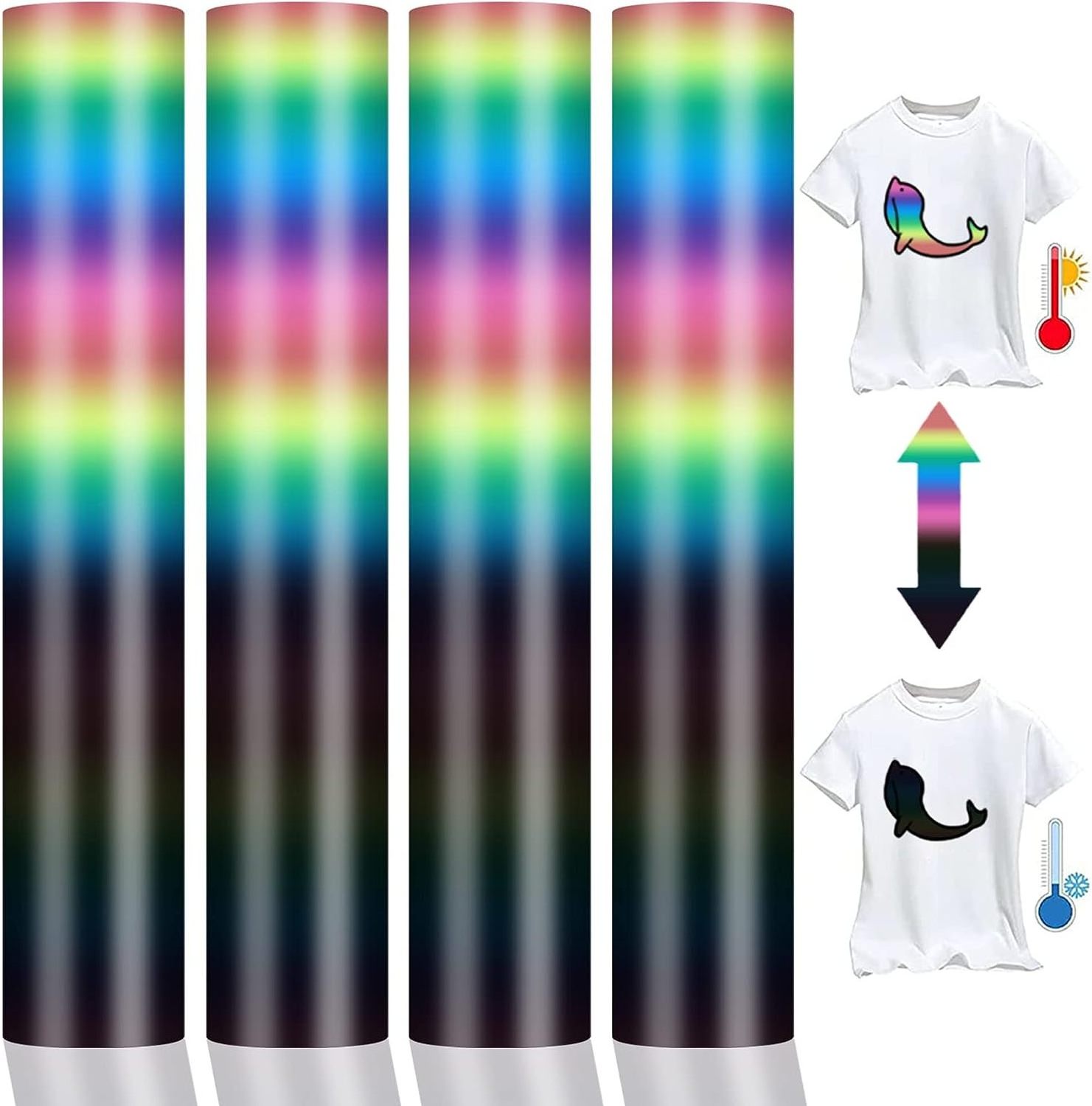 Factory Wholesale PU HTV Color Change Effect Heat Transfer Vinyl Iron On Easy To Weed T-Shirt Bags NFTS-HW8866