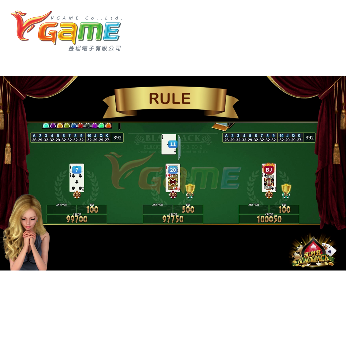 All Time Classic -  Super Blackjack - Game Board for Fish Table - Coin Operated Arcade Poker Table - Vgame High Profit