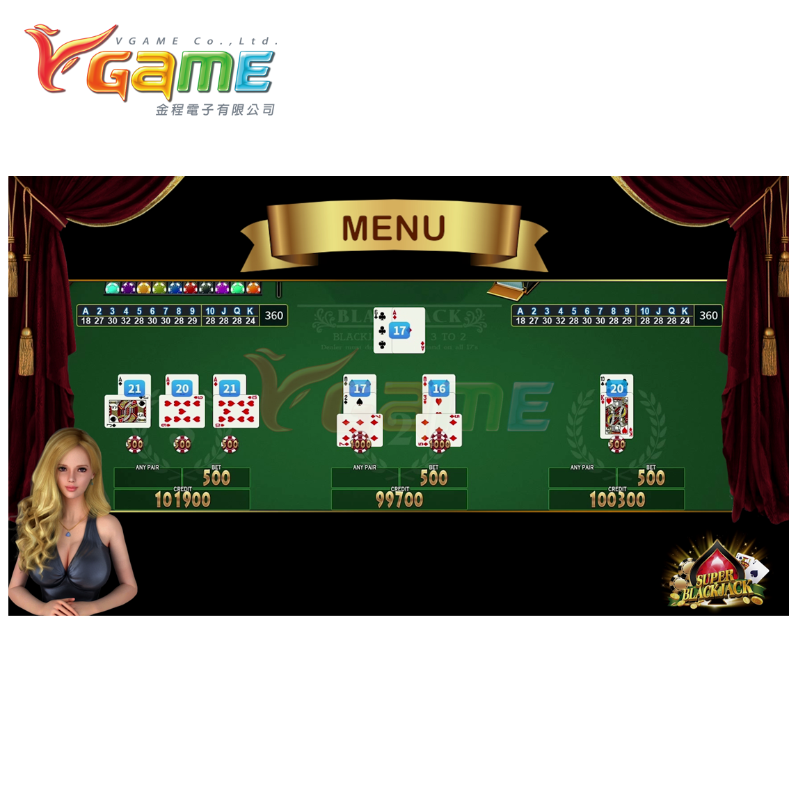 All Time Classic -  Super Blackjack - Game Board for Fish Table - Coin Operated Arcade Poker Table - Vgame High Profit