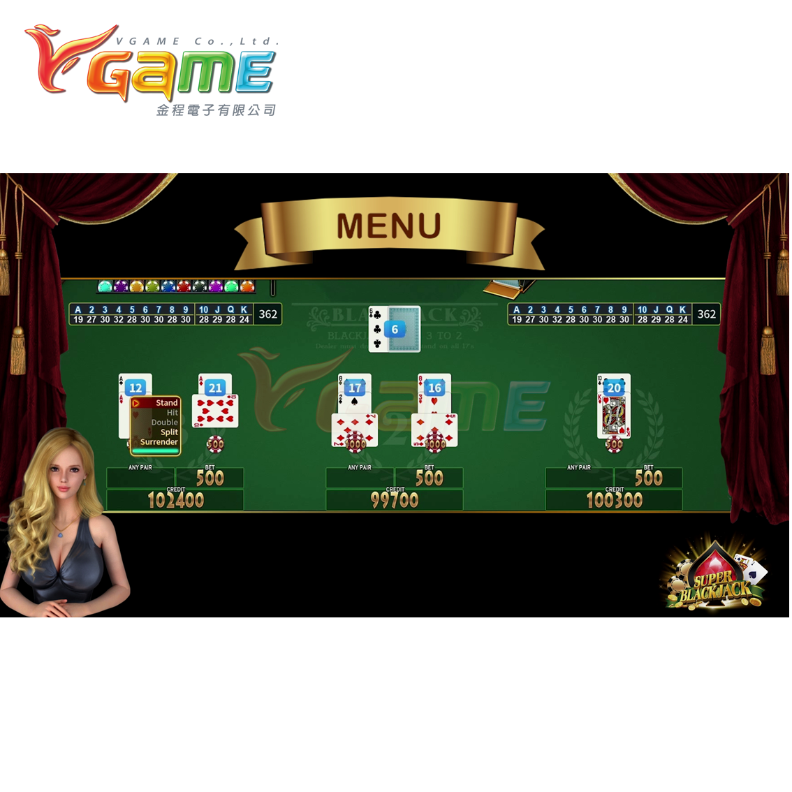 All Time Classic -  Super Blackjack - Game Board for Fish Table - Coin Operated Arcade Poker Table - Vgame High Profit