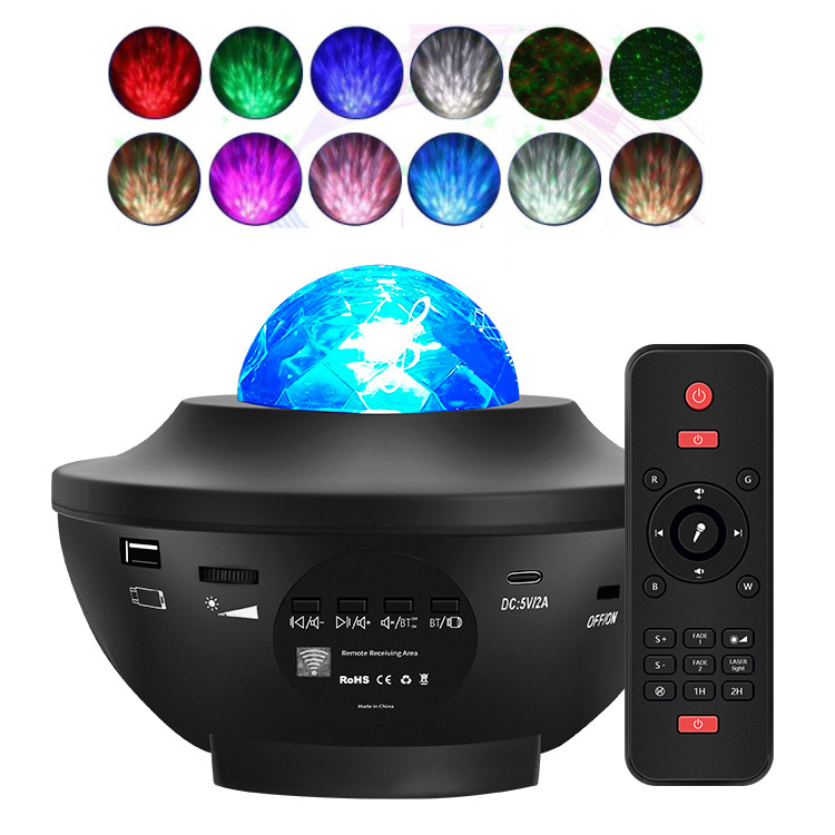 Christmas New Smart Romantic 3D Starry Ocean BT Music Led Star Space Night Light Projector Lamp With Remote Control For Kids