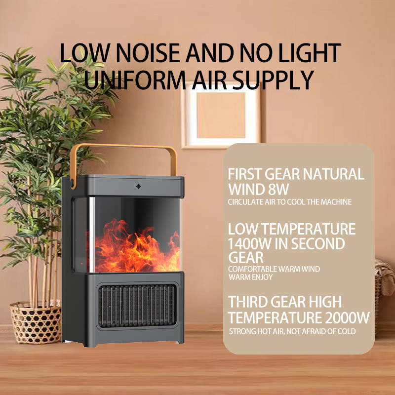 Portable Fast Quiet New 3D Simulation Flame Hot Air Warmer Home PTC Ceramic Heater Desktop Fireplace Air Heater Indoor