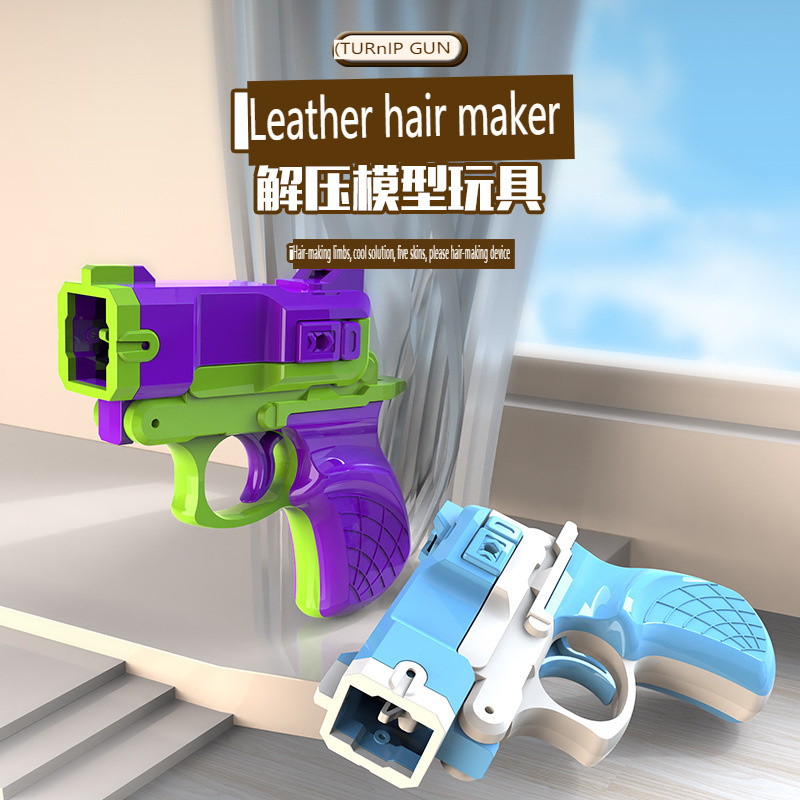 Radish gun rubber band launcher Decompression model toy for children 3D printed mini rubber gun