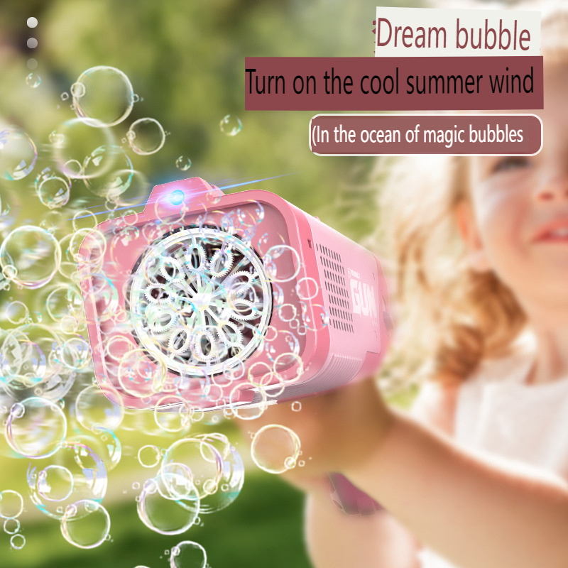 Bubble machine 10 holes fully automatic Red black and pink children's toys Electric bubble gun