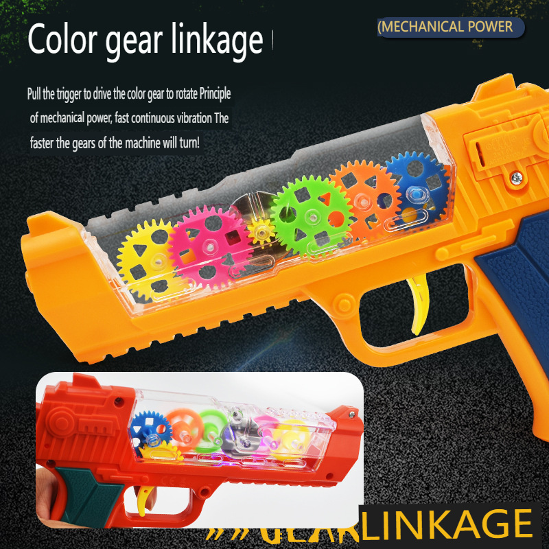 New electric toy guns for kids Transparent gear color eight tone gun bubble gun with lights