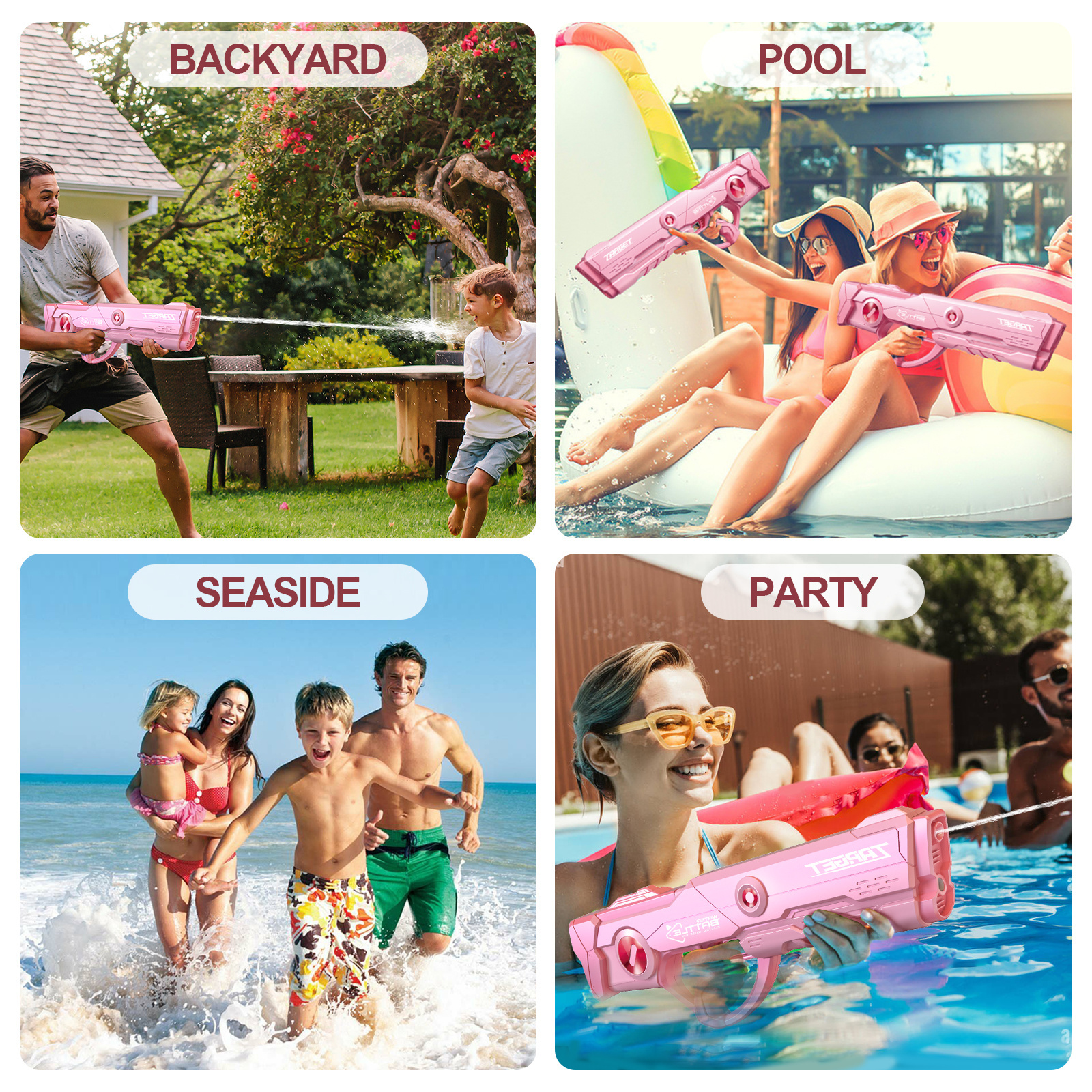 Summer self-priming electric water gun pink One key water suction electric water gun electric automatic