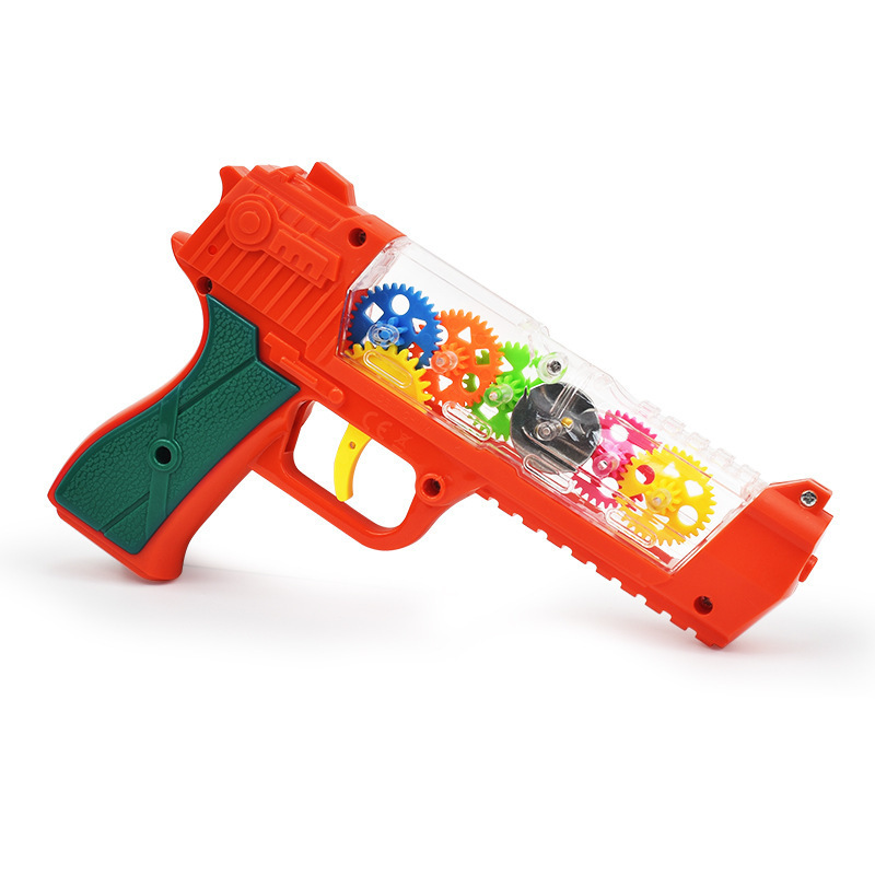 New electric toy guns for kids Transparent gear color eight tone gun bubble gun with lights