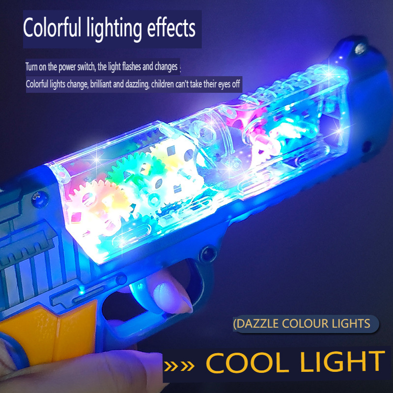 New electric toy guns for kids Transparent gear color eight tone gun bubble gun with lights