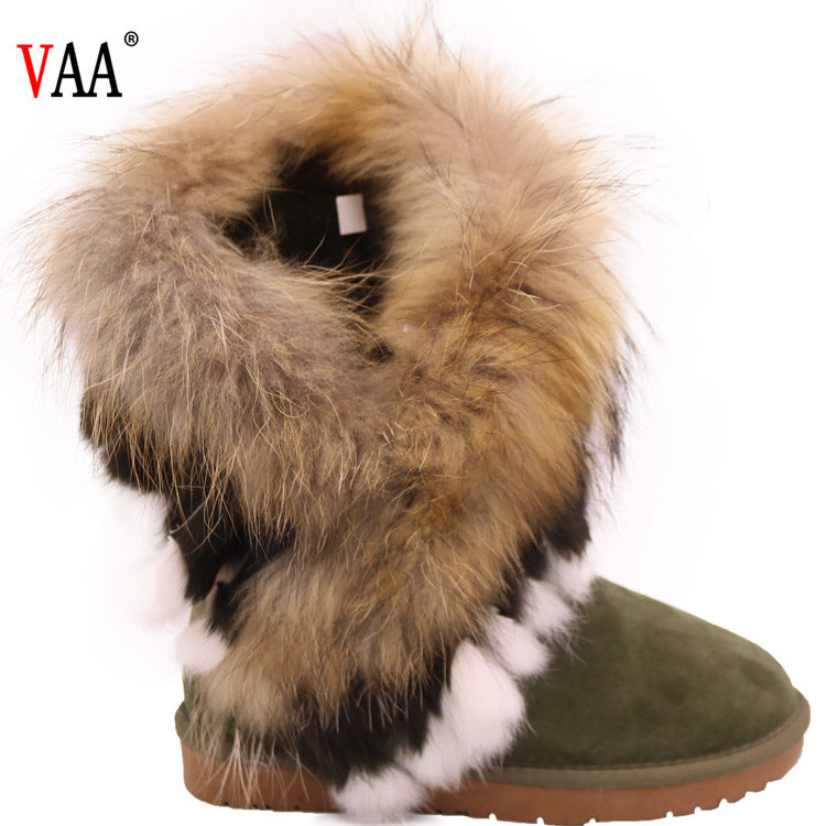 5803 Double Face Australian Sheepskin Antiskid TPR Sole Racoon Fur And Rabbit Fur Winter Snow Boots Suppliers