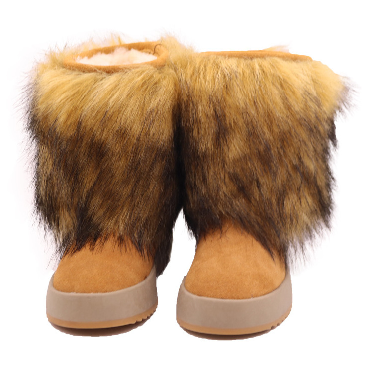 CF-007 Wholesale High Discount ankle boots women Fur Sheepskin Anti-slippy EVA  and Rubber Winter Boots For ladies