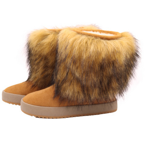 CF-007 Wholesale High Discount ankle boots women Fur Sheepskin Anti-slippy EVA  and Rubber Winter Boots For ladies