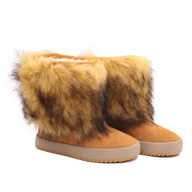 CF-007 Wholesale High Discount ankle boots women Fur Sheepskin Anti-slippy EVA  and Rubber Winter Boots For ladies