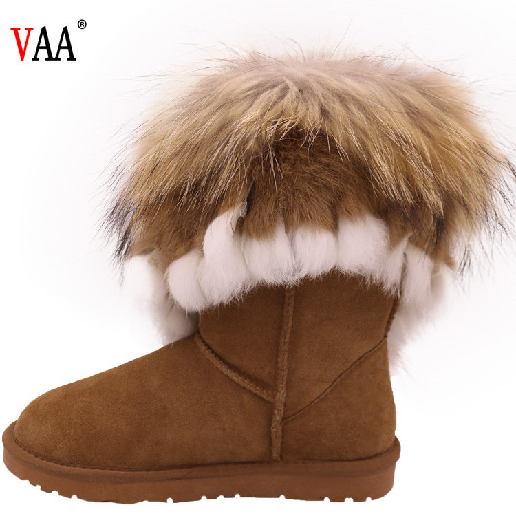 5803 Double Face Australian Sheepskin Antiskid TPR Sole Racoon Fur And Rabbit Fur Winter Snow Boots Suppliers