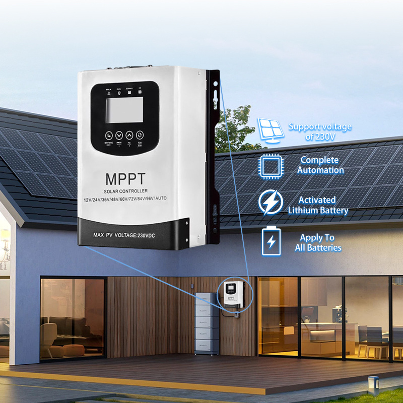 50-100A Smart MPPT 60a mppt solar charger controller  high input voltage AUTO mppt solar charge controller 24v