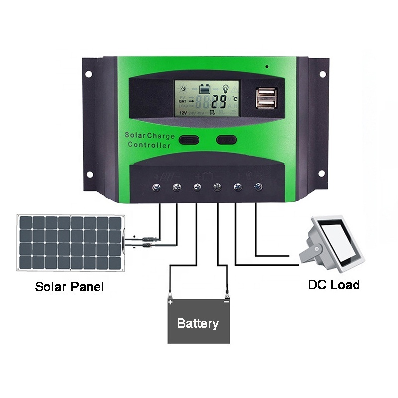 Smart 12V 24V Auto Solar Panel Charge Controller 20A 30A 40A 50A 60A PWM Solar Charge Controller