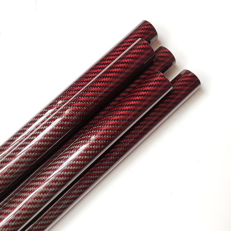 Red Color Diameter 20mm, 22mm, 24mm, 26mm, 28mm, 30mm 32mm Carbon Fiber Tube with Kevla Surface