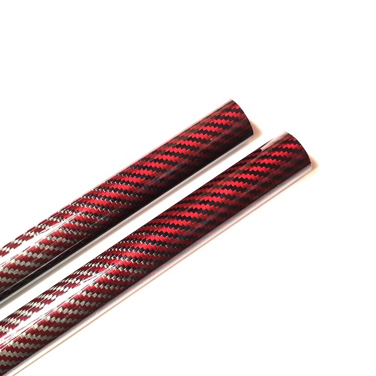 Red Color Diameter 20mm, 22mm, 24mm, 26mm, 28mm, 30mm 32mm Carbon Fiber Tube with Kevla Surface