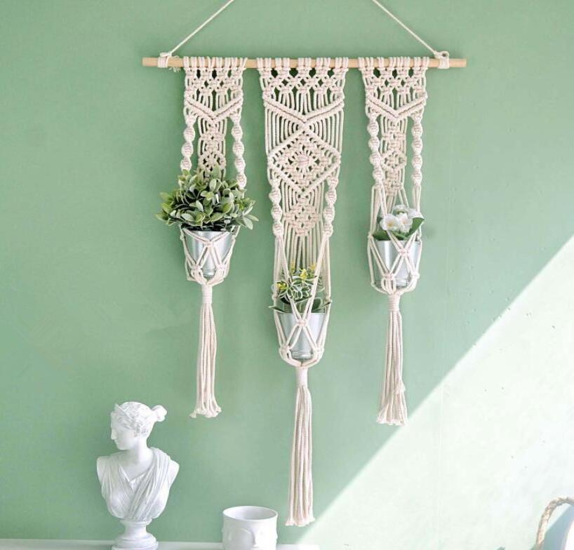 High Quality Boho Home Macrame Plant Hangers Indoor Hanging Macrame Planters Basket with Hooks Flower Pots Plant Hanger By Avior