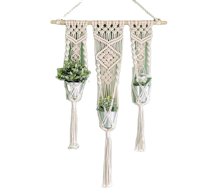 High Quality Boho Home Macrame Plant Hangers Indoor Hanging Macrame Planters Basket with Hooks Flower Pots Plant Hanger By Avior