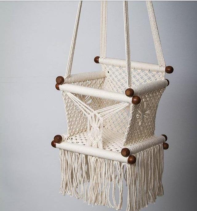 Handmade Macrame Baby Swing  with Rope & fitting nails