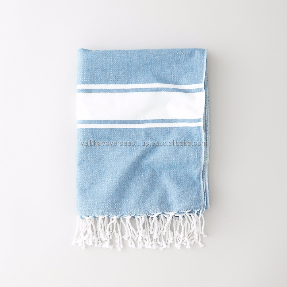 100% Cotton Tunisian Fouta Beach Towels With Tassel Quick Dry at Factory Prices Made in India By Avior Industries PVT LTD