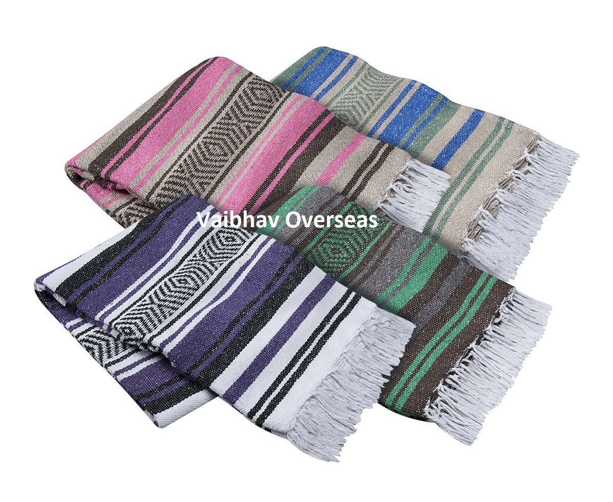 Wholesale Mexican Soft Acrylic Falsa Blankets with Tassels 54x74