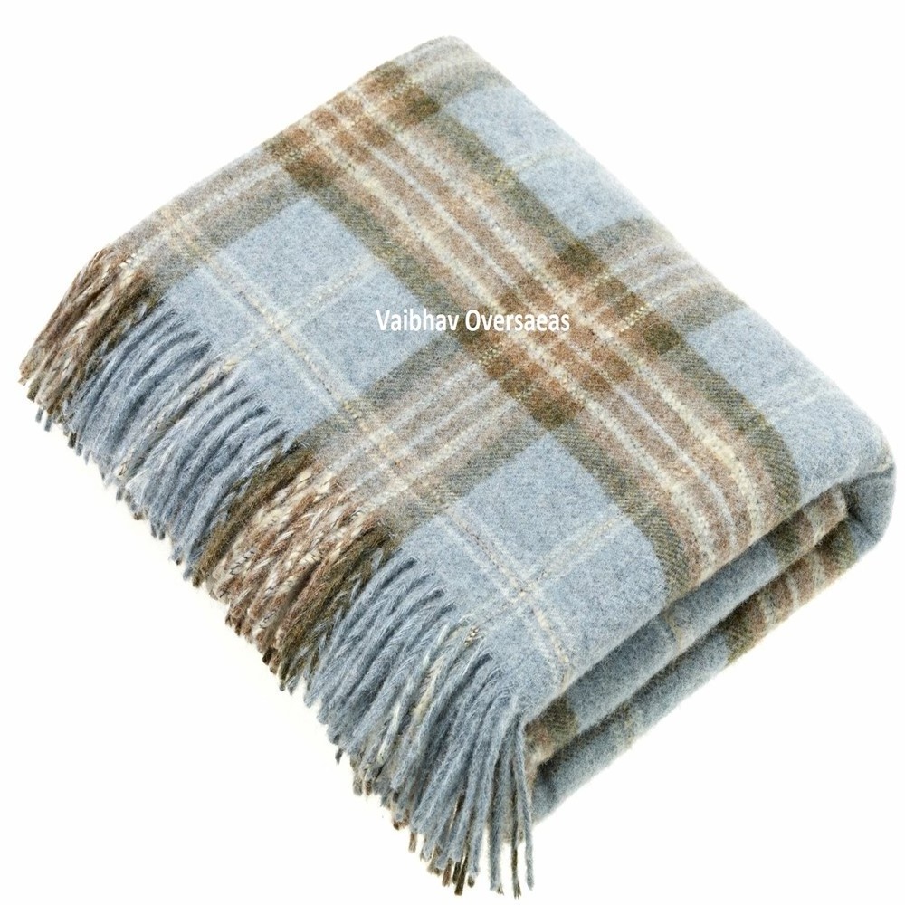 Check Design 100% Wool Throw/Blankets/Plaids