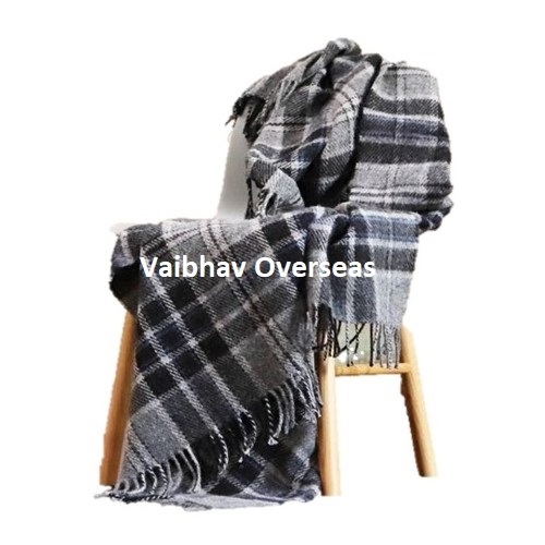 Check Design 100% Wool Throw/Blankets/Plaids