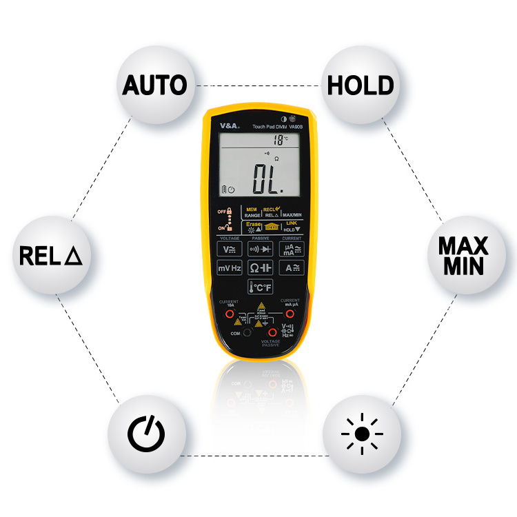 High Accuracy True-RMS V&A VA90B Digital Multimeter Rechargeable Smart Measurement Touch Pad Multimeters