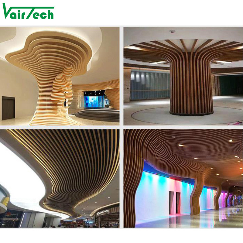 Aluminium 3d panel special shape profile aluminum wood u baffle ceiling square tube