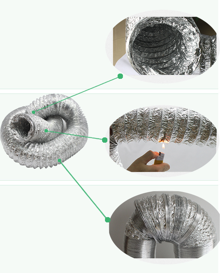 Ventilation aluminum flexible duct pipe for riveting connector