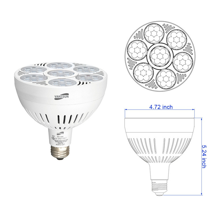 ETL Listed VP01 VAKESUN Advanced LED PAR38 60W 55W 50W Spotlight E26 E27 60W PAR38 for Jewelry Gem Diamond Library Church Pool