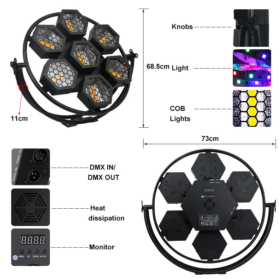 Hot Sell Retro Stage Portman Vintage Background 7*60W RGB Led Light Lights