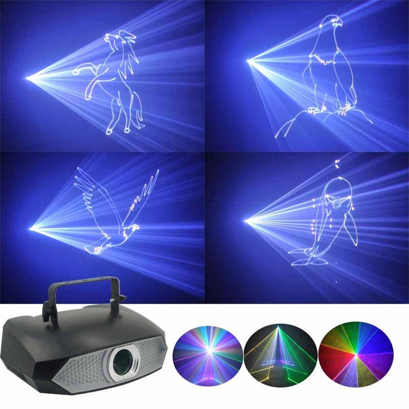 2W Full Color RGB Laser Light Dmx Can Beam Scanning Animation Pattern Laser Projector For DJ Disco Stage Party Dance Floor