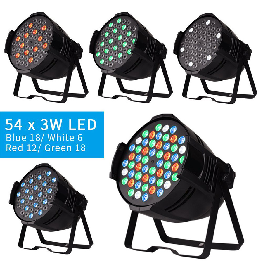 VALAVA 54Pcs 3In1 Aluminum LED Stage Lighting Professional Equipment Par Light Dicso Lights