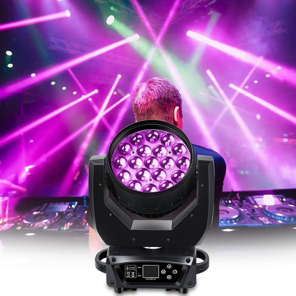 19*15w RGBW 4in1 Focusing Moving Head Stage Lights Led Moving Head Wash Lighting For Wedding Events Party Sharpy Light Disco