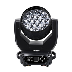 High Quality RGBW 4in1 Stage Lighting 19Pcs 15W Led Aura Zoom Wash Beam Moving Head Sharpy Light for DJ