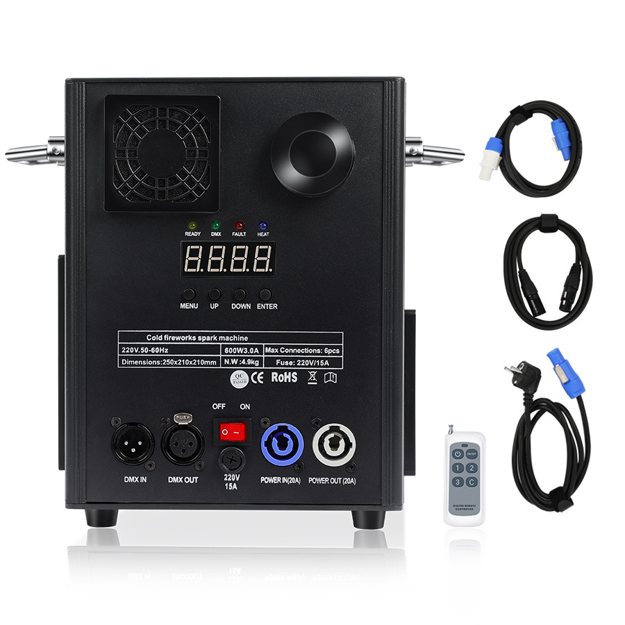 VALAVA Cold Pyro Spark Fire Works Sparkler Machine Wedding Event Dmx512 Cold Spark Effect Machine 600W with Wireless Remote