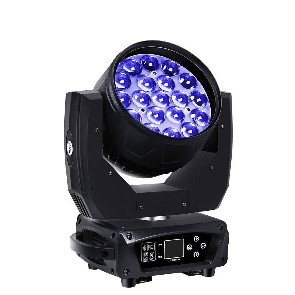 19*15w RGBW 4in1 Focusing Moving Head Stage Lights Led Moving Head Wash Lighting For Wedding Events Party Sharpy Light Disco