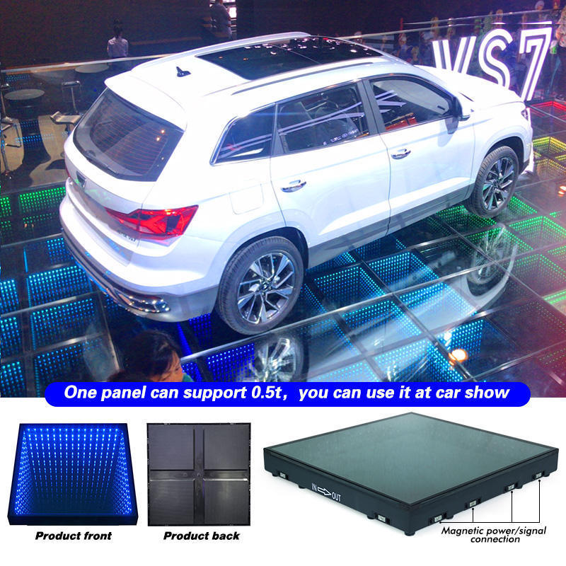 Outdoor waterproof 3D LED Dance Floor Magnetic Mirror for car show wedding party portable dance floors